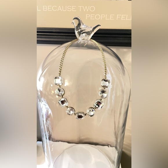 Large Square and Round Rhinestone Necklace - Picture 1 of 7